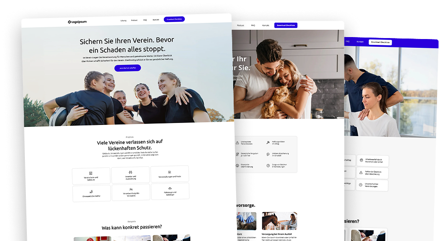Vorschau: fertige Landingpages